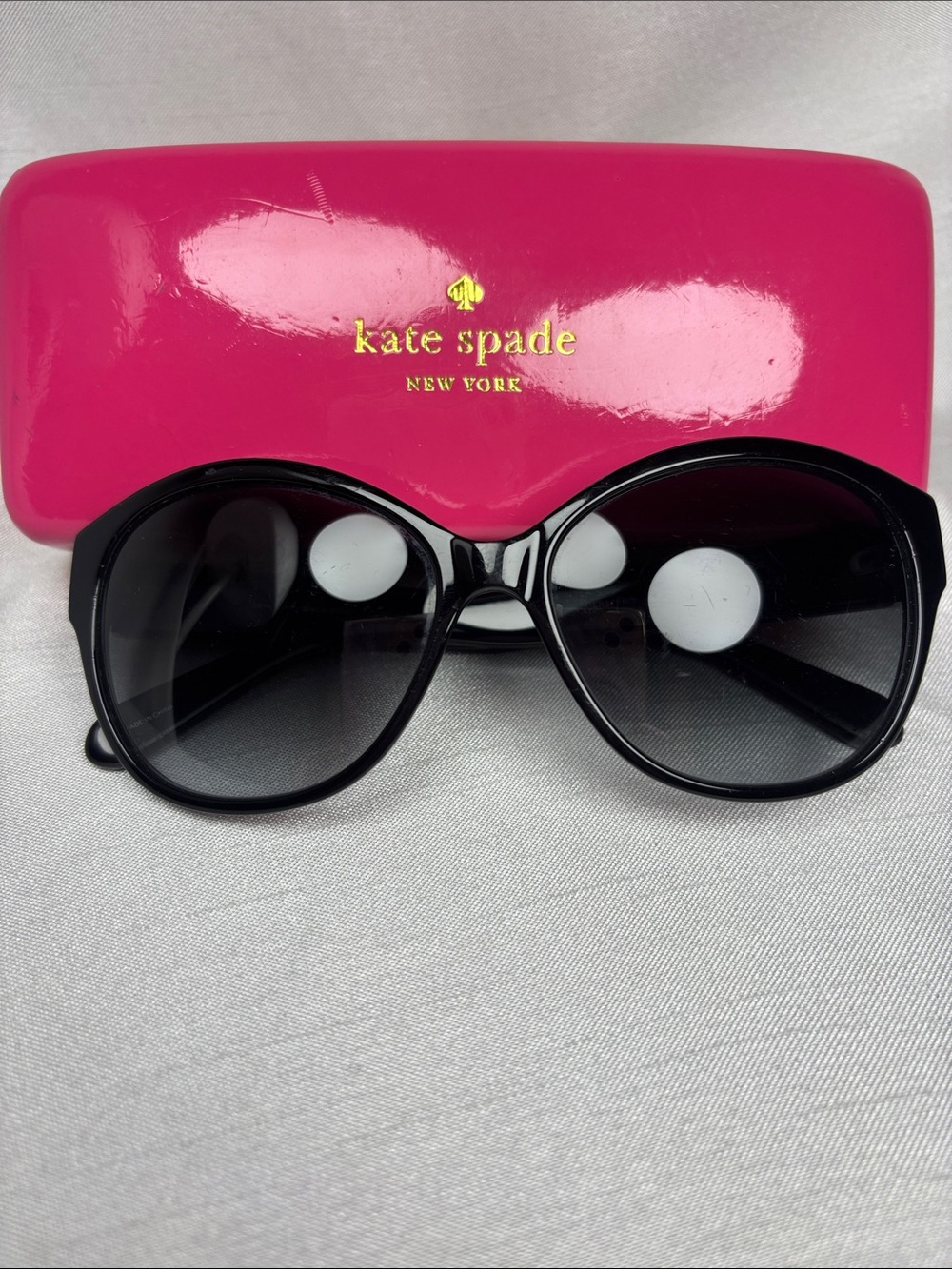 kate spade Black Sunglasses with Hot Pink Case